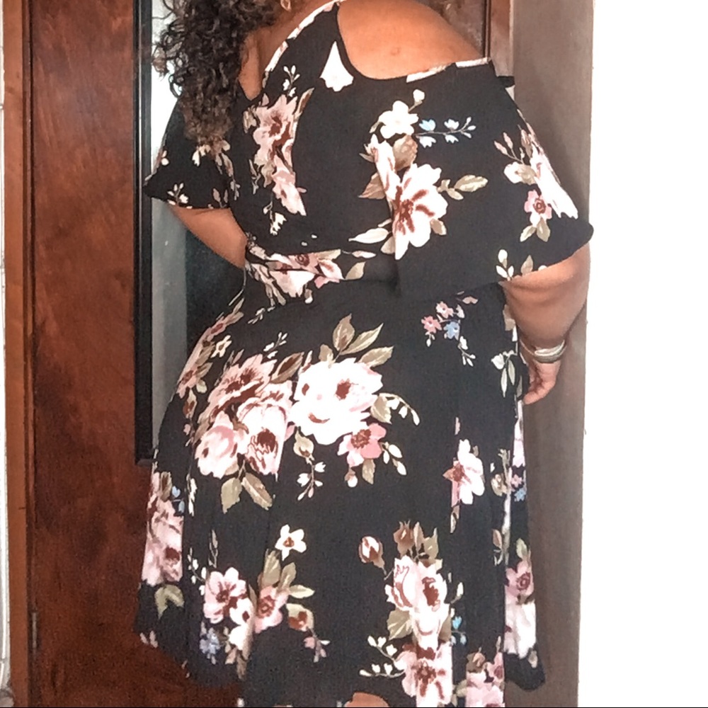 Black flowered mini dress